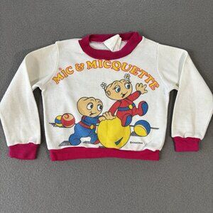 Vintage Mic & Micquette Kids Sweatshirt Sz 2 Cogesnie 80s Cartoon Crewneck RARE!